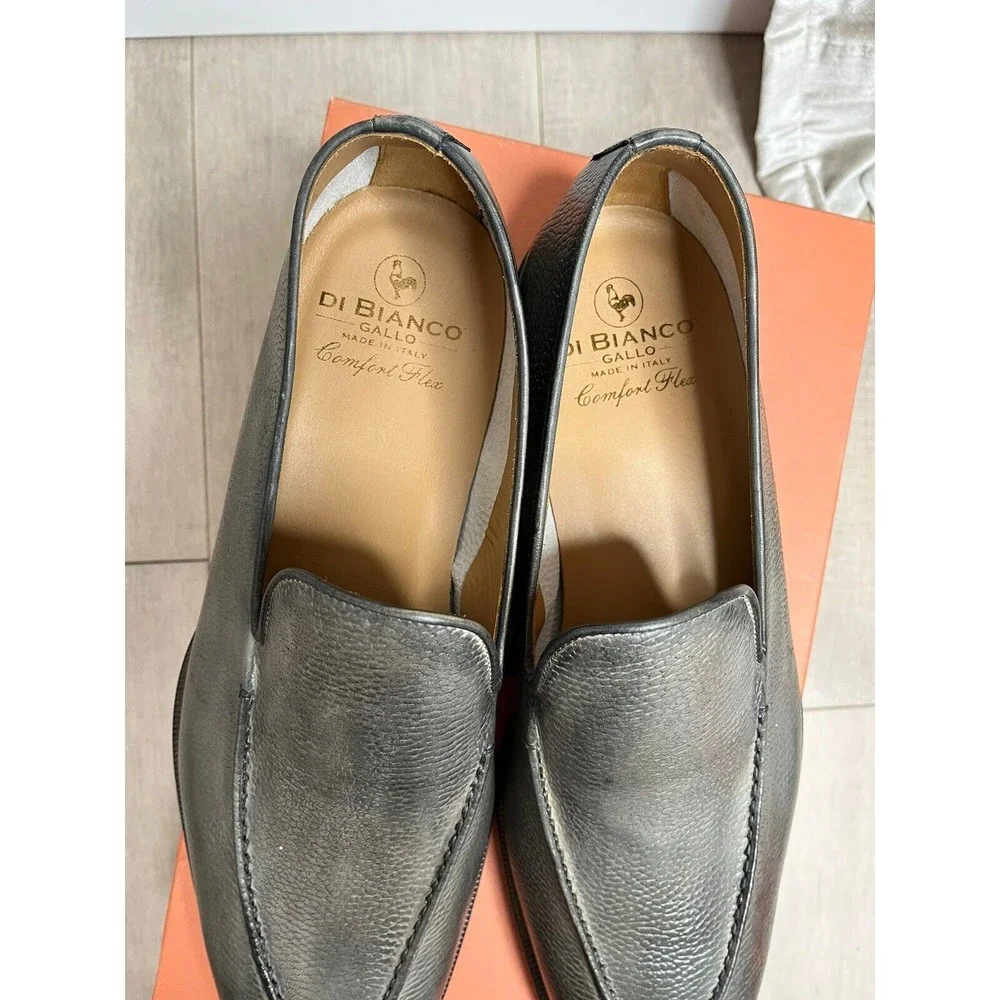 New Di Bianco Istria Men Gray Leather Penny Loafers Slip On Shoes 11.5 & belt